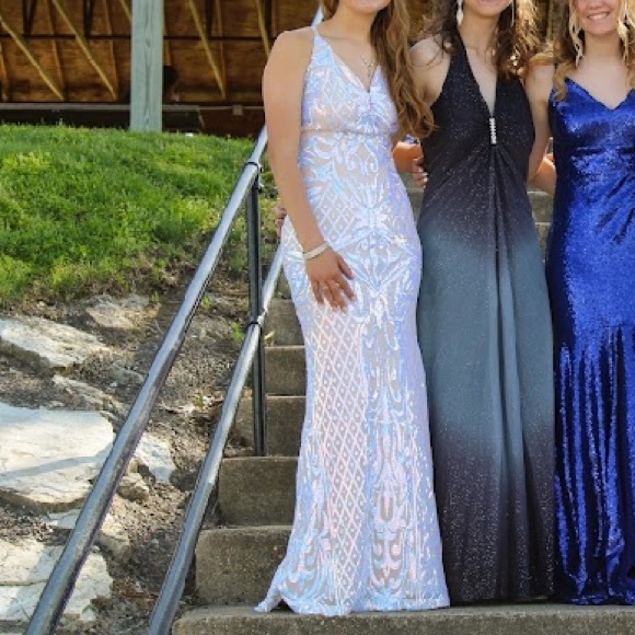 multicolor/white long shiny dress - Picture 3 of 8